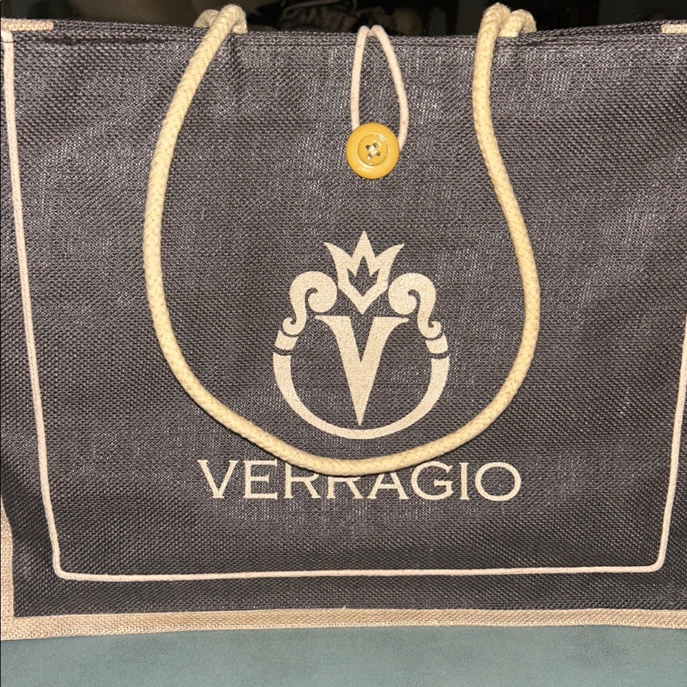 Verragio Black Tote with Cream Rope Handles